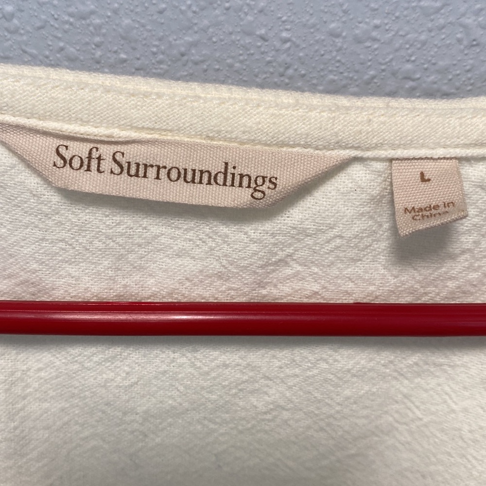 Soft Surroundings Cream Button Down Blouse - image 2